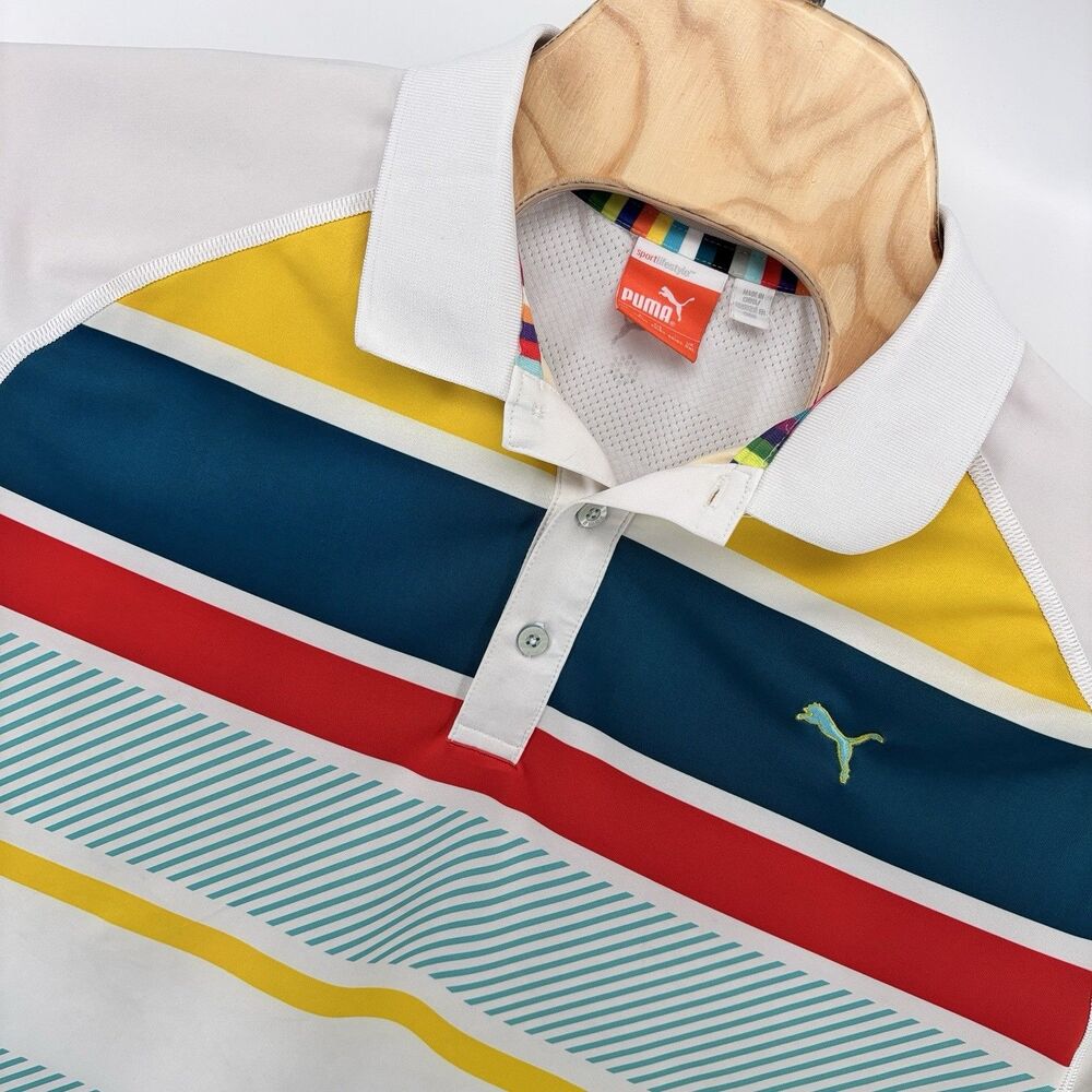 PUMA Sport Lifestyle Men's XL Golf Polo Multicolor Striped Stretch Shirt